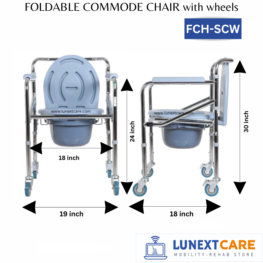 Commode Chair with Wheels Chennai - Foldable Portable Toilet Chair With Wheels-Best price no1-Model: FCH-SCW - Image 5