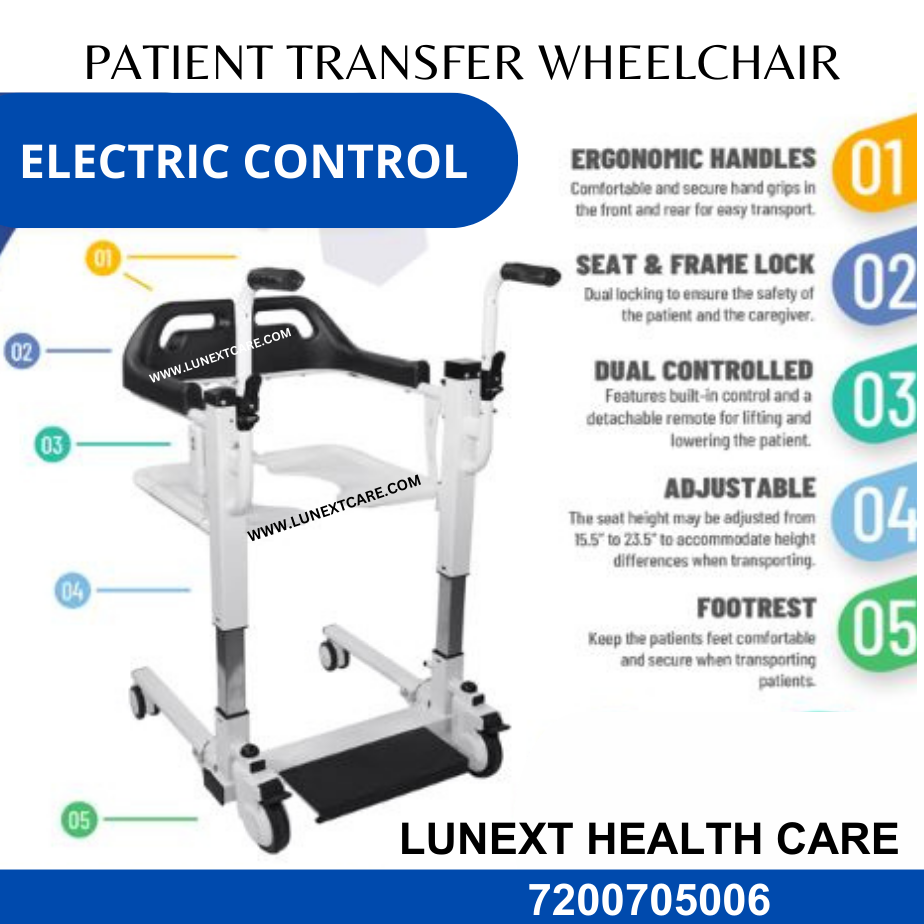 Electric Height Adjustable Patient Transfer Wheelchair