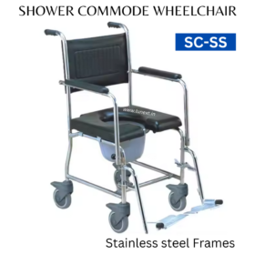 STAINLESS STEEL SHOWER COMMODE WHEELCHAIR