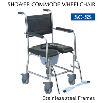 STAINLESS STEEL SHOWER COMMODE WHEELCHAIR