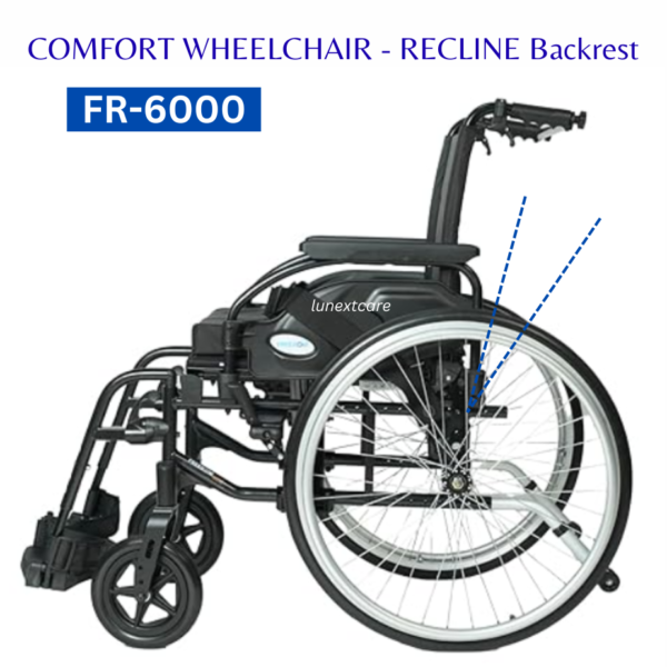 Comfort wheelchair with backrest recliner 