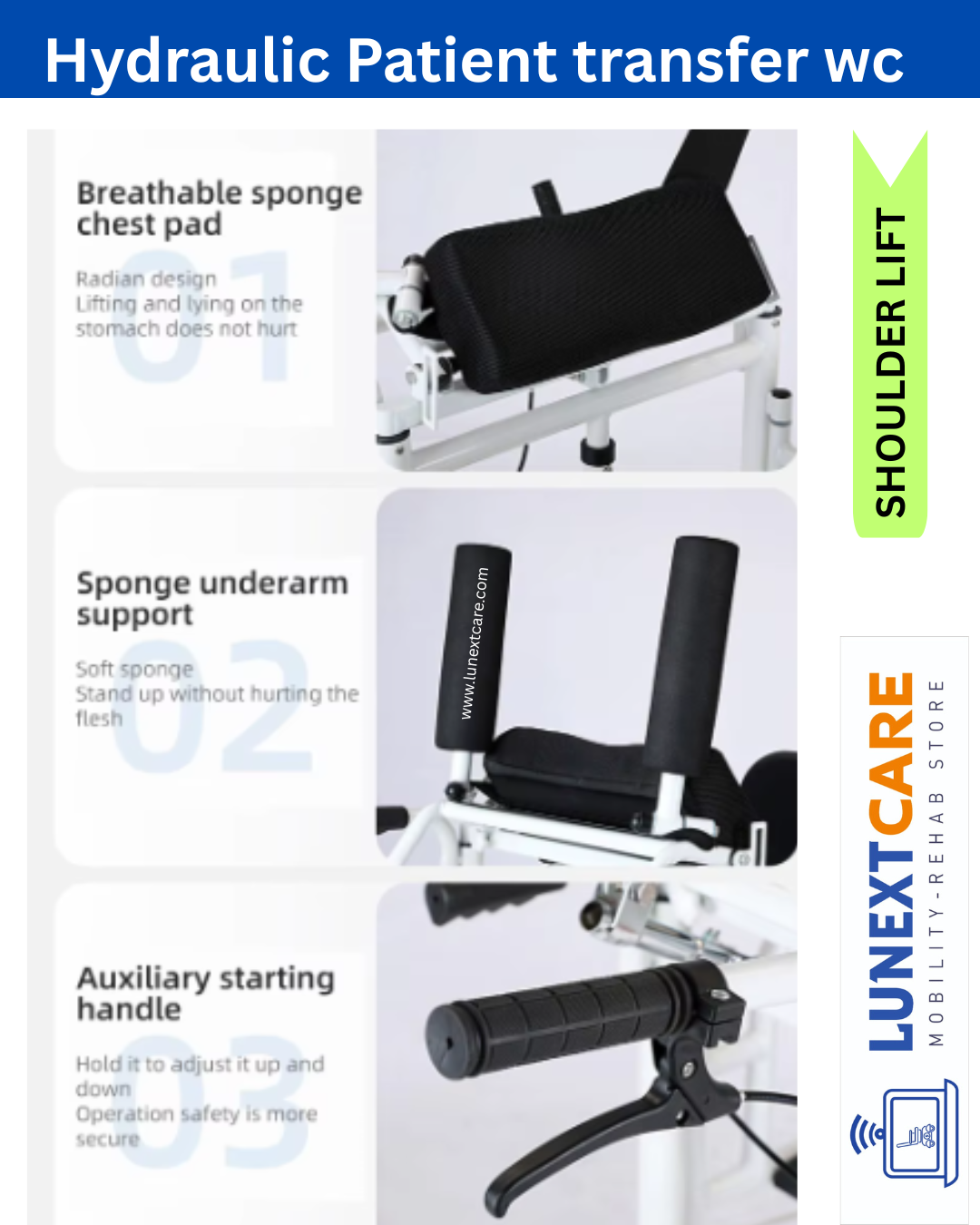PATIENT LIFT TRANSFER WHEELCHAIR with shoulder lift - best price no1 - Image 6