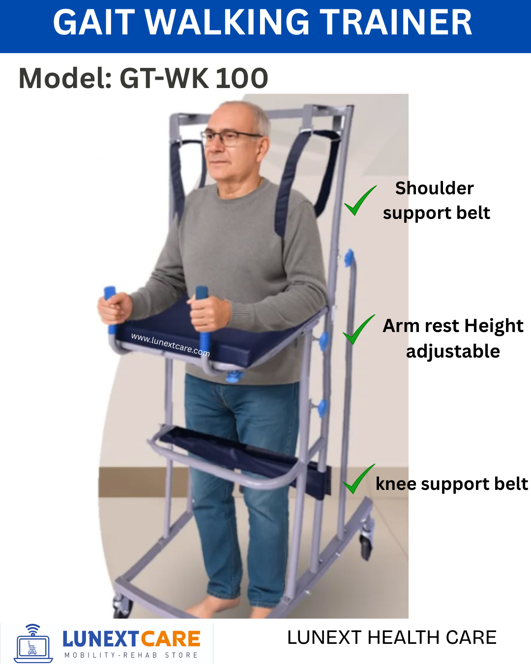 GAIT TRAINER WALKING FRAME with shoulder belt