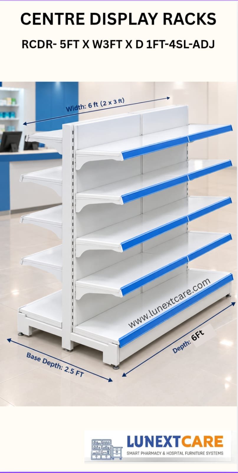 Retail Pharmacy centre display racks